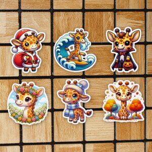 Cute Giraffe Sticker Pack of 6 Vinyl Stickers Waterproof Die Cut Sticker Set